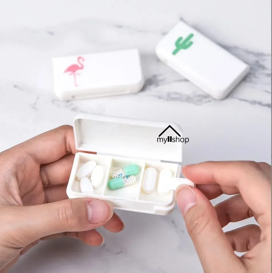 3 Grids Mini Pill Case Plastic Travel Medicine Box Cute Small Tablet Pill Storage Organizer Box Holder Container Dispenser Case