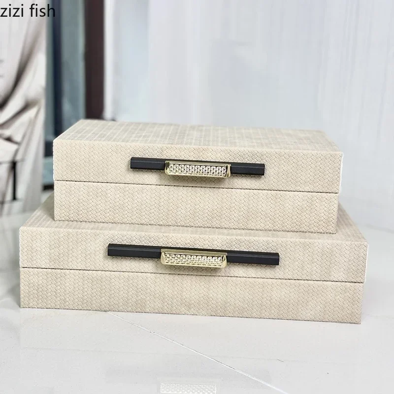 Leather Decoration Box Off White Jewelry Box Rectangle Storage Box Dressing Table Desktop Decoration Exquisite Home Decoration