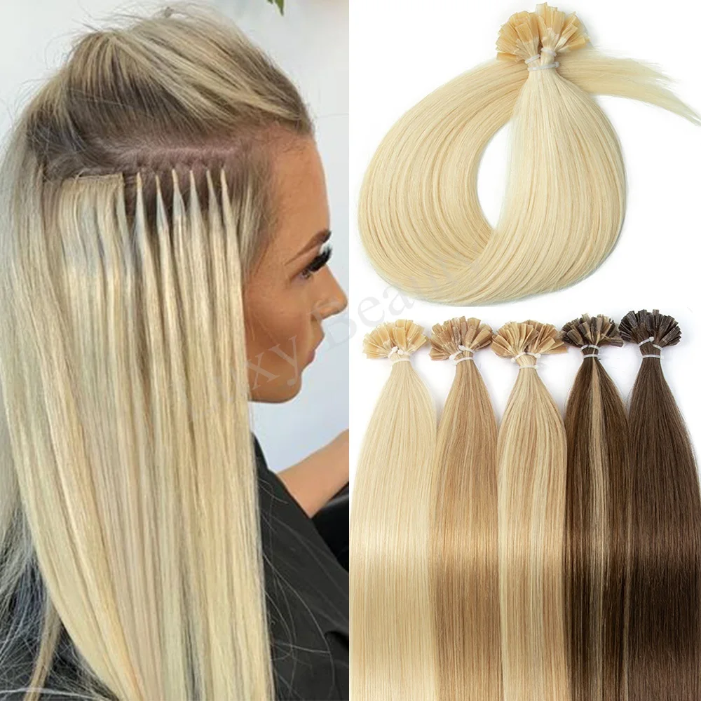 

Blonde Nail Tip Hair Extensions Human Hair Keratin Tip Hot Fusion Human Hair Extensions Black Brown Brown Pre Bonded Hair 50pcs
