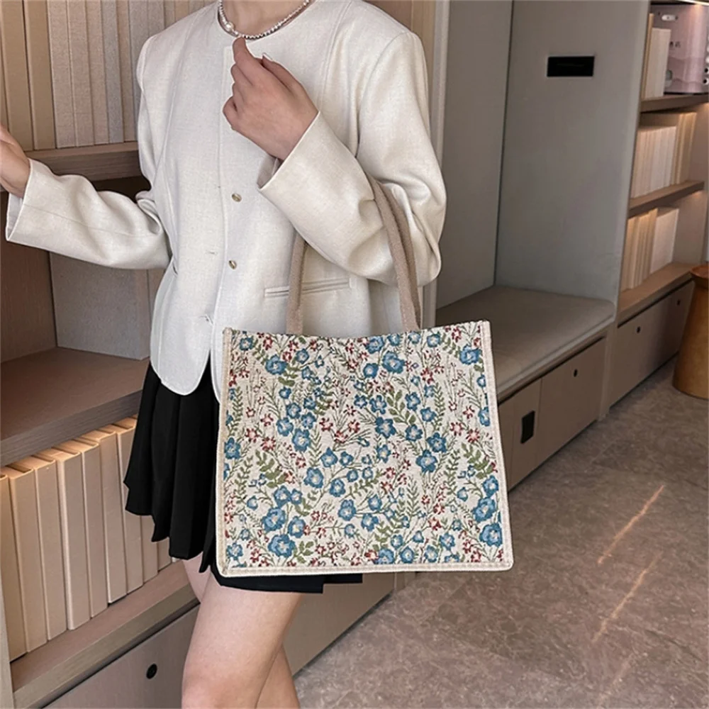 Literary Large Capacity Cotton Linen Women\'s Bag New Fashion Work Commuting Underarm Bag Shoulder Bag Casual Handbag