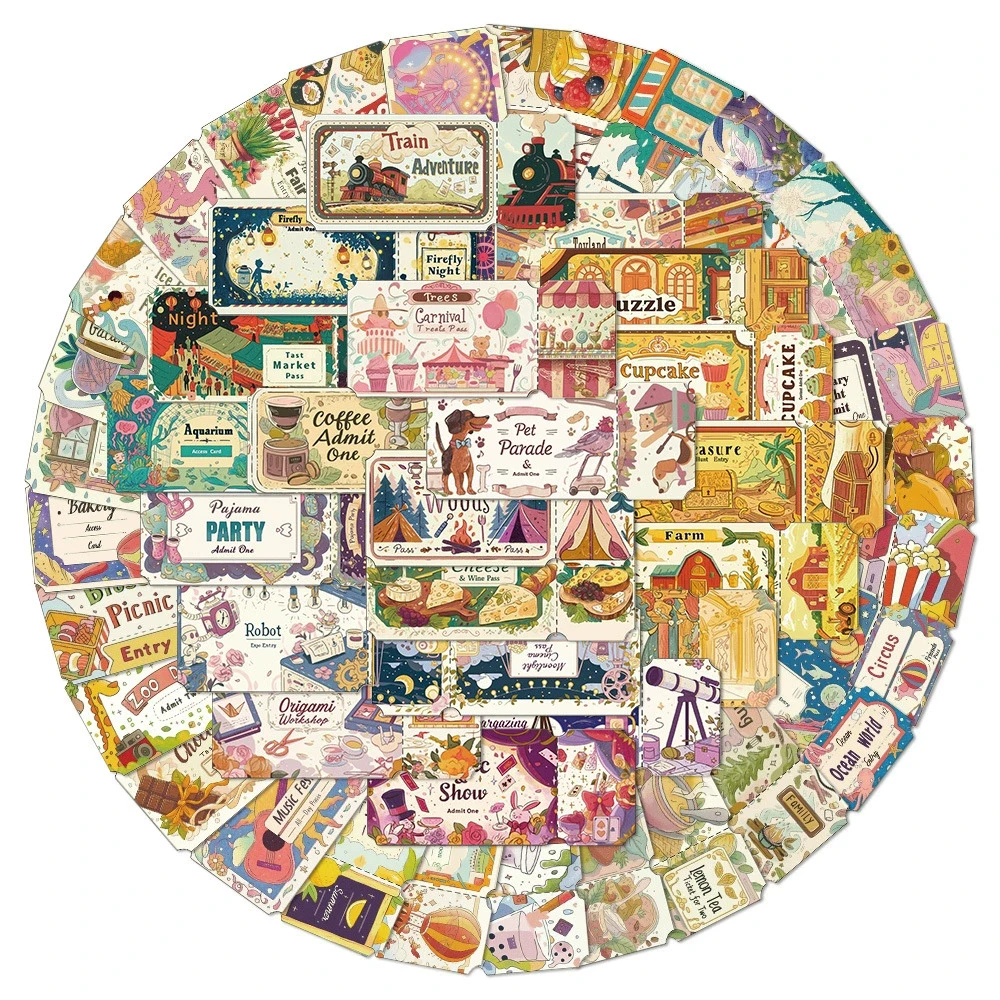 10/30/50 قطعة ريترو حلم تذكرة الكرتون ملصقات الجمالية مضحك الكتابة على الجدران سكرابوكينغ جراب هاتف المحمول INS Artsy ملصق اللعب #2