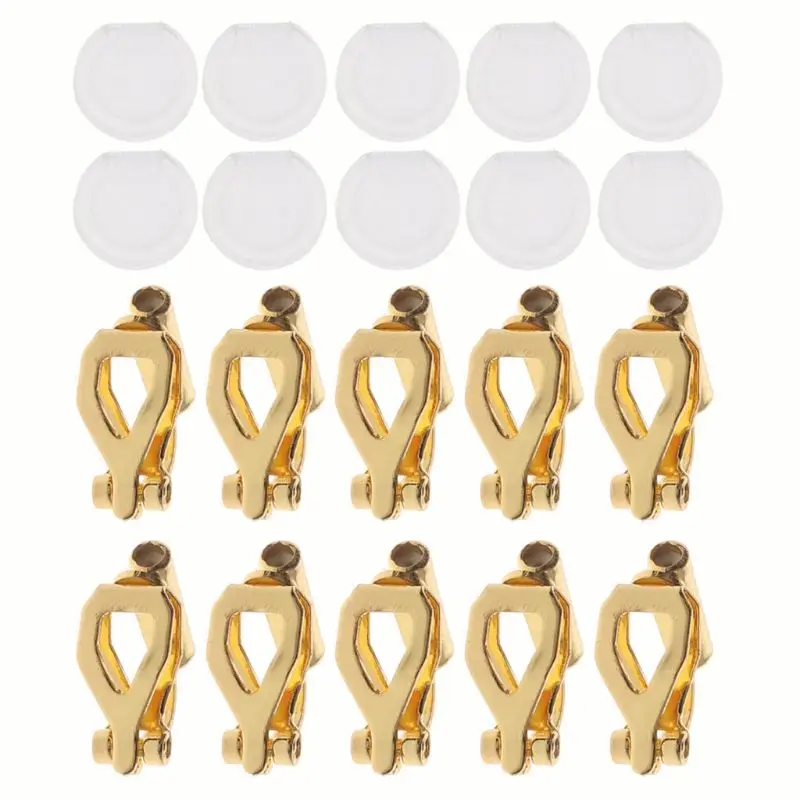 20 Pieces/Set Clip-on Earring Converter Earring Clip Backs with Comfort Earring Pads for Non-Pierced Ears DIY Earrings 57BD