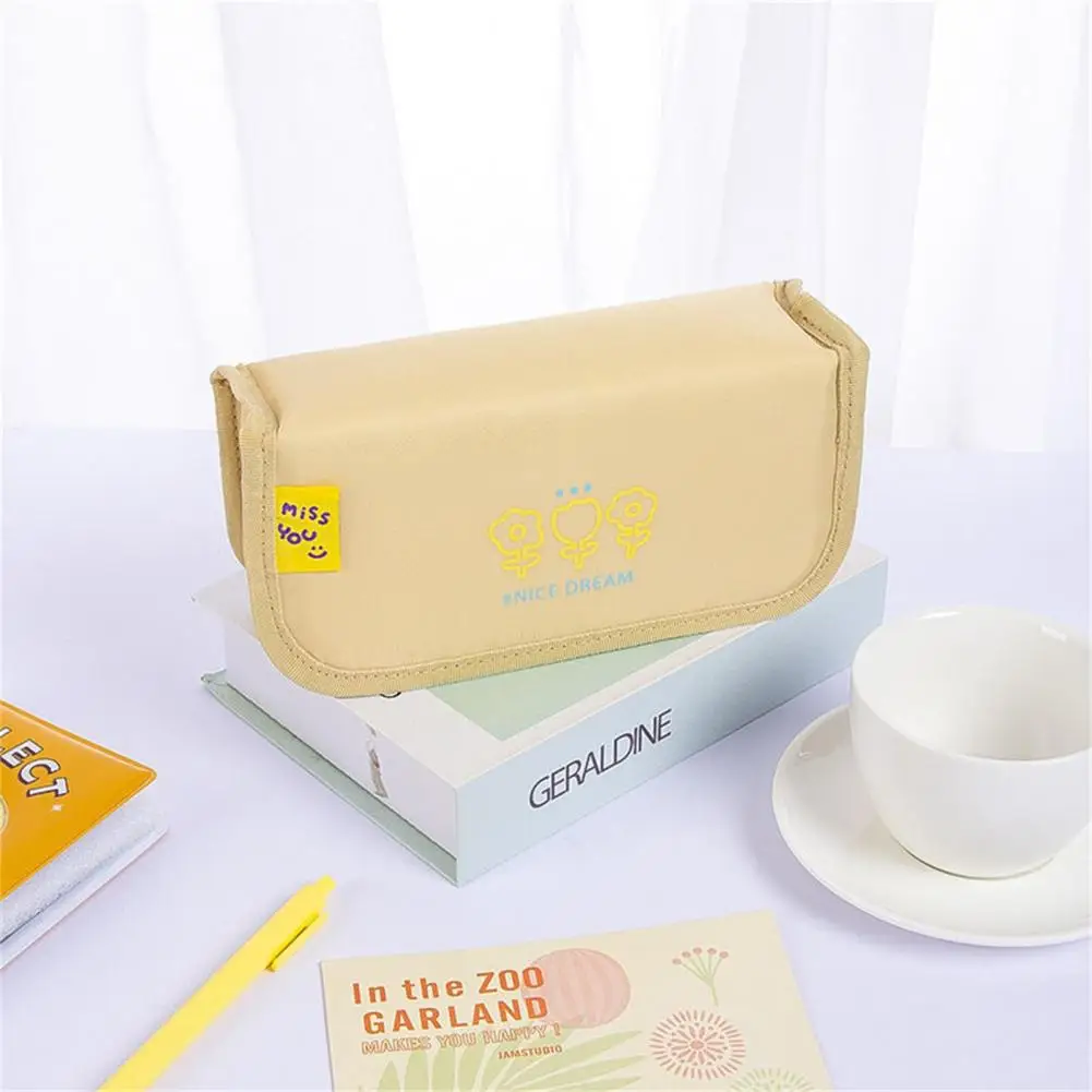 Student Pencil Case Anti-deform Pencil Case Canvas Multifunctional  Useful Standing Pencil Case Pouch