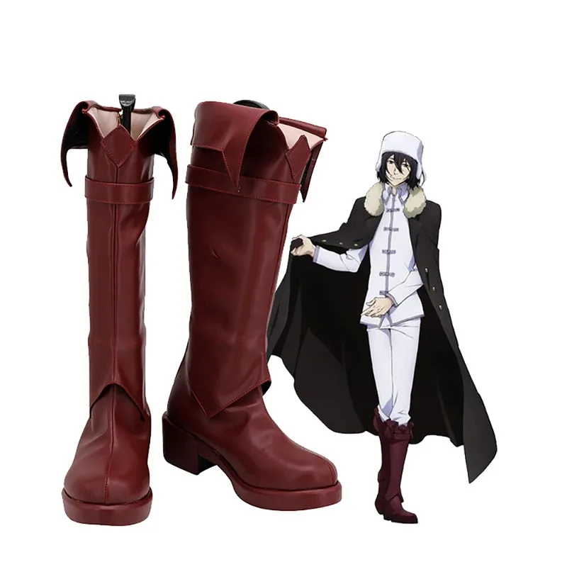 

Обувь Федора Достоевского Косплей Бунго Бродячие Собаки Федора Сапоги для косплея Красные туфли на заказ