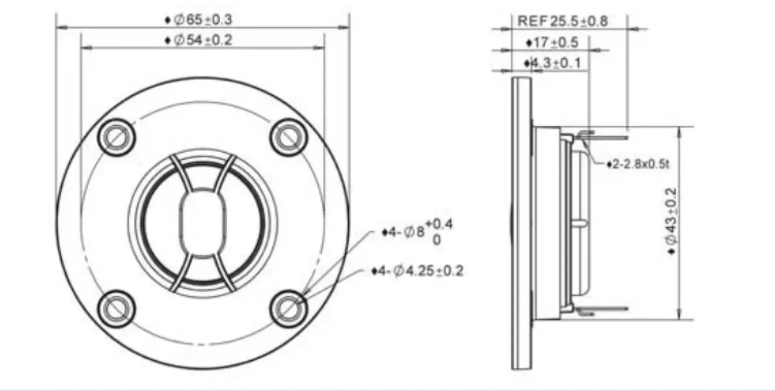 25 Core Titanium Diaphragm Tweeter 66mm Panel 4 Ohm 25W Audio Speaker Compone