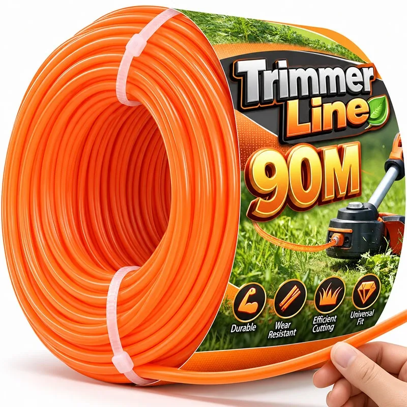 Nylon Grass Trimmer Rope Brush Cutter Cord Wire Line Heavy Duty Strimmer Wire Weed Eater String Lawn Mower Replacement Accessory