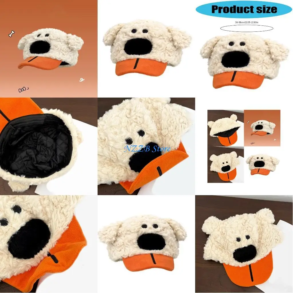

T21F Animal Themed Winter Hat Warm Plush Baseball Cap For Toddler Winter Accessory