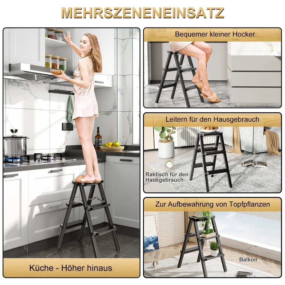 Ladnamy schwarze Leiter verdickte Aluminium legierung Fischgräten leiter Indoor Klettern multifunktion alen Tritt hocker