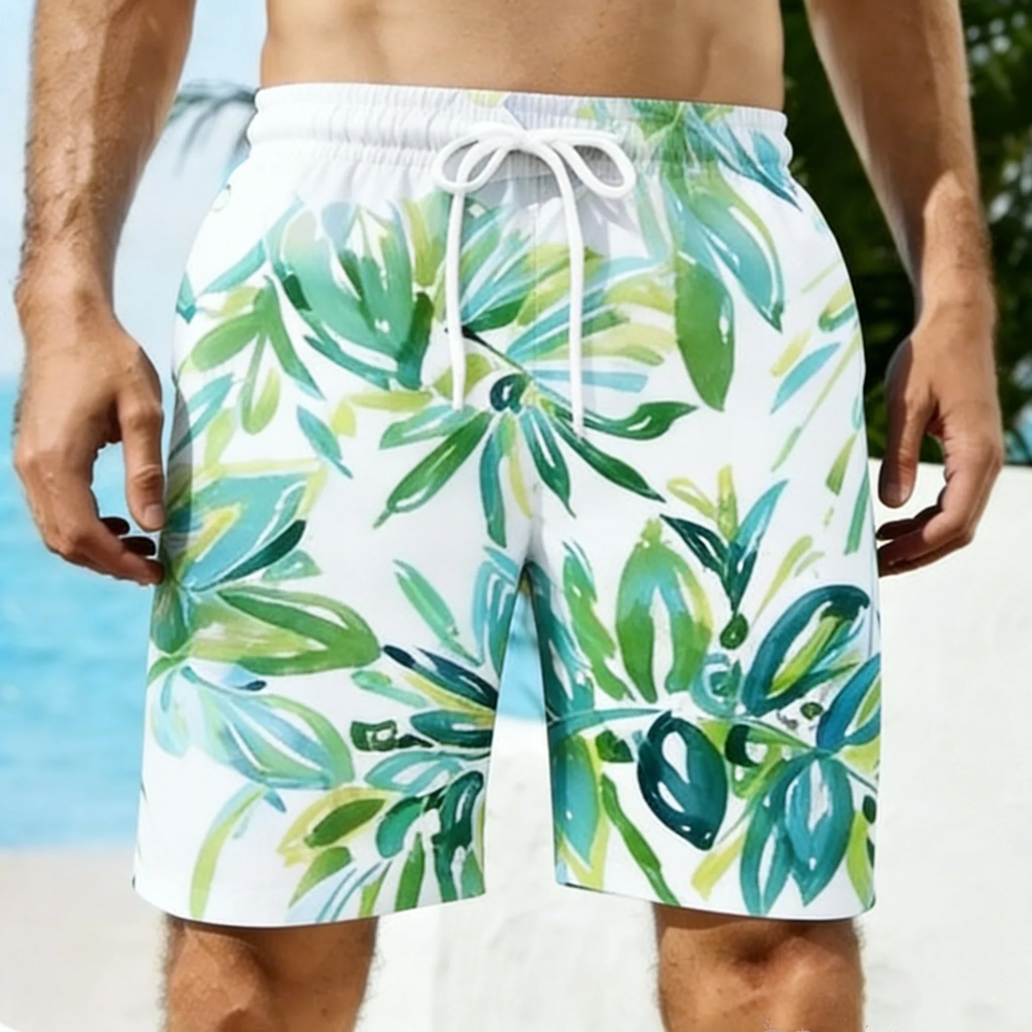 Men's Summer Shorts 3D Gradient Palm Trees Printed Clothes Fashion Hawaiian Shorts  M Swim Shorts Men Hawaiian Loose Shorts