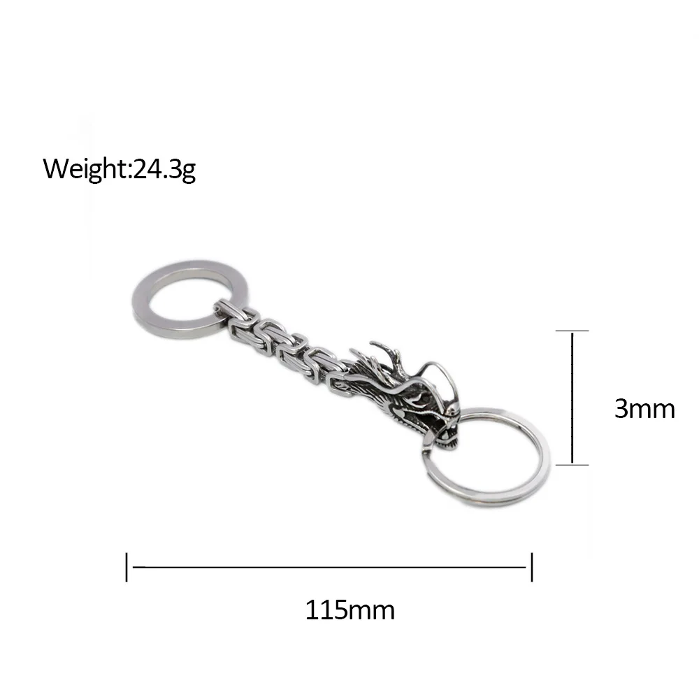 Stainless Steel Unique China Dragon Keychain for Men Women Vintage Emperor Chain Animal Keychains Jewelry Accessories Wholesale