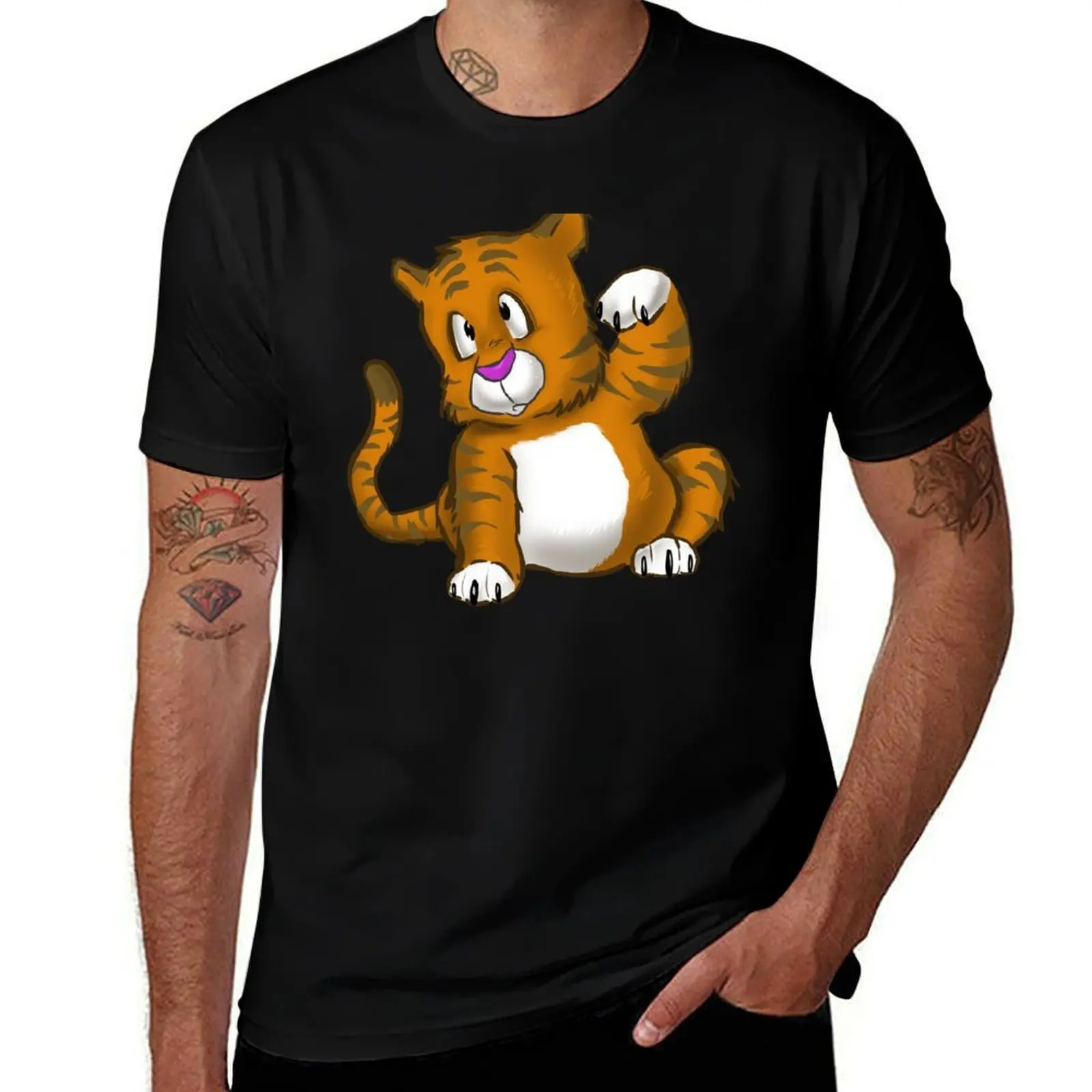 

Cute Tiger Cub T-Shirt man graphic t shirt t shirts for man pack cotton t shirts with prints T-Shirt
