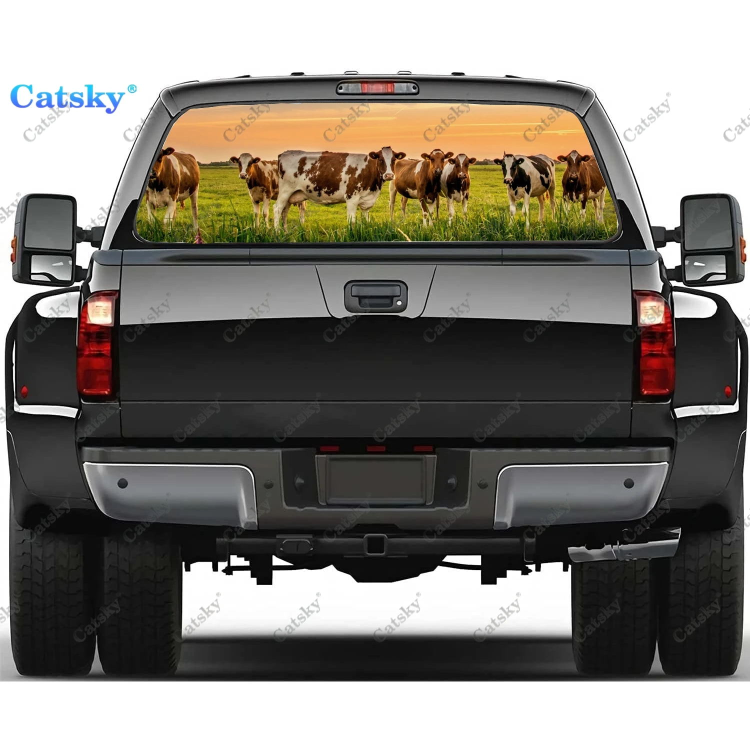 

Animal Cute Cows Printing Rear Window Stickers Windshield Decal Truck Rear Window Decal Universal Tint Perforated Vinyl Graphic