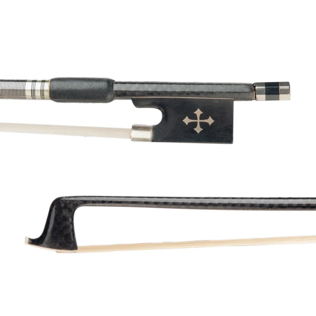 Advanced 4/4 Violin Arco Fiddle Bow Grid Carbon Fiber Round Stick W/ Ebony Frog AAA Grade Horsehair Fast Response