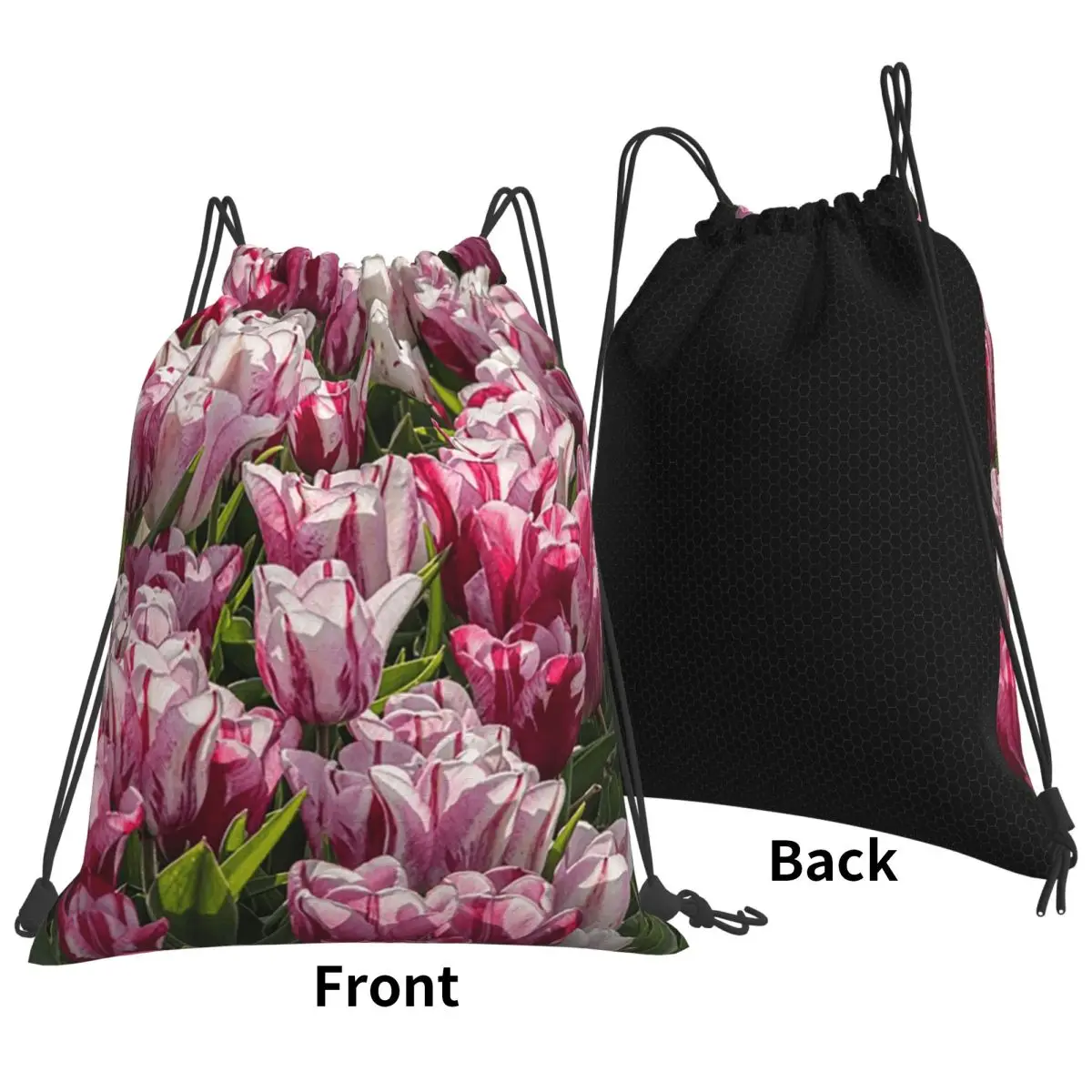 Pink Flowers In The Garden Backpacks Multi-function Drawstring Bundle Pocket Sports Bag Book Bags for Travel School