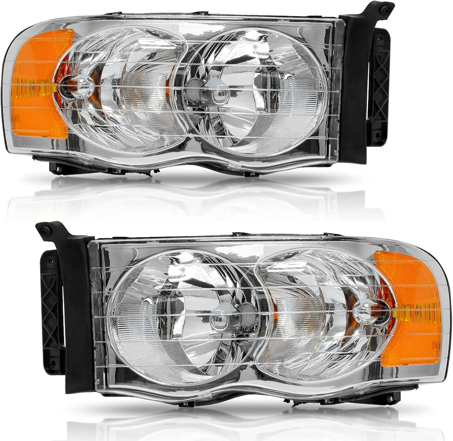 Headlight Assembly Compatible with 2002 2003 2004 2005 Dodge Ram 1500/03 04 05 Ram 2500 3500 Pickup Truck OE Style Replacement H