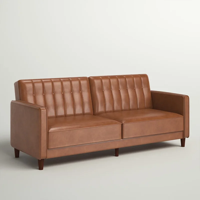 *Versatile Reclining Portable Convertible Faux Leather Track Armrest 3 Seater Button Channel Tufted Sofa Bed Living Room
