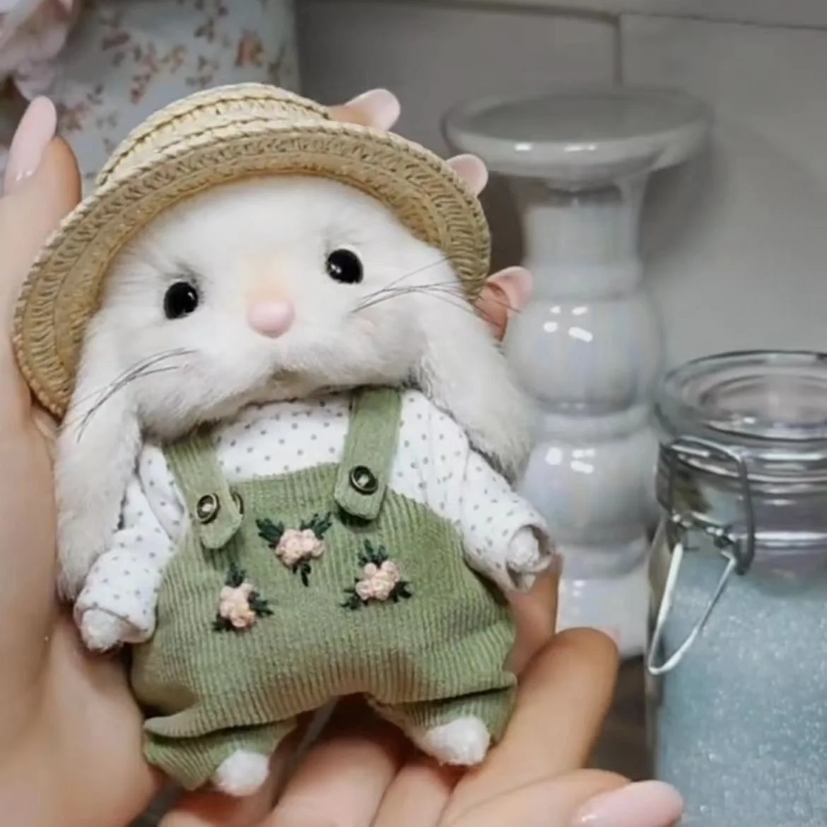 Mini Teddy Rabbit Stuffed Dolls Kawaii Bunny Rabbit Plush Toys Keychain Creative Animal Bag Pendent Kids Birthday Gift