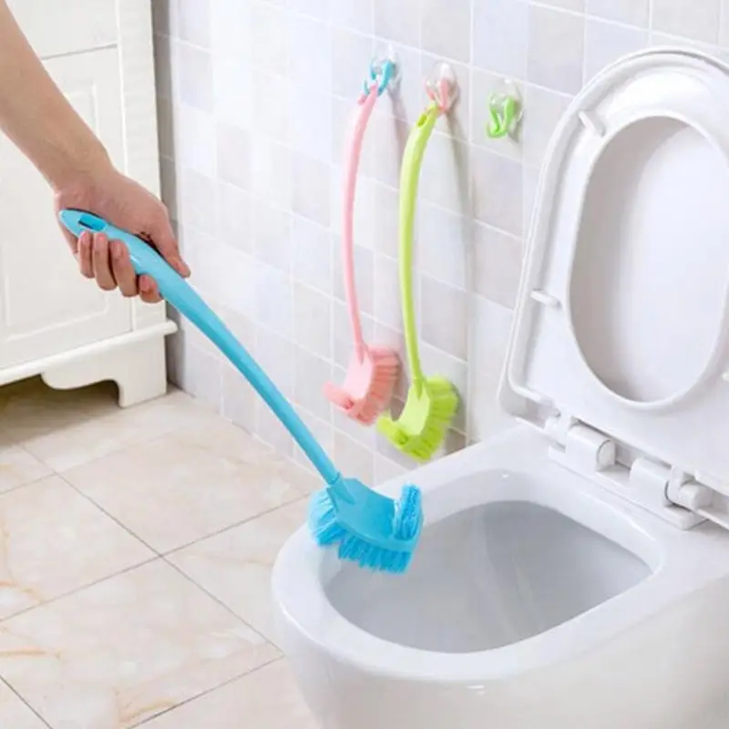 Curved Toilet Brush Non-slip Long Handle Stiff Dense Bristles Efficient Toilet Cleaner for Hotel Household Bathroom Use