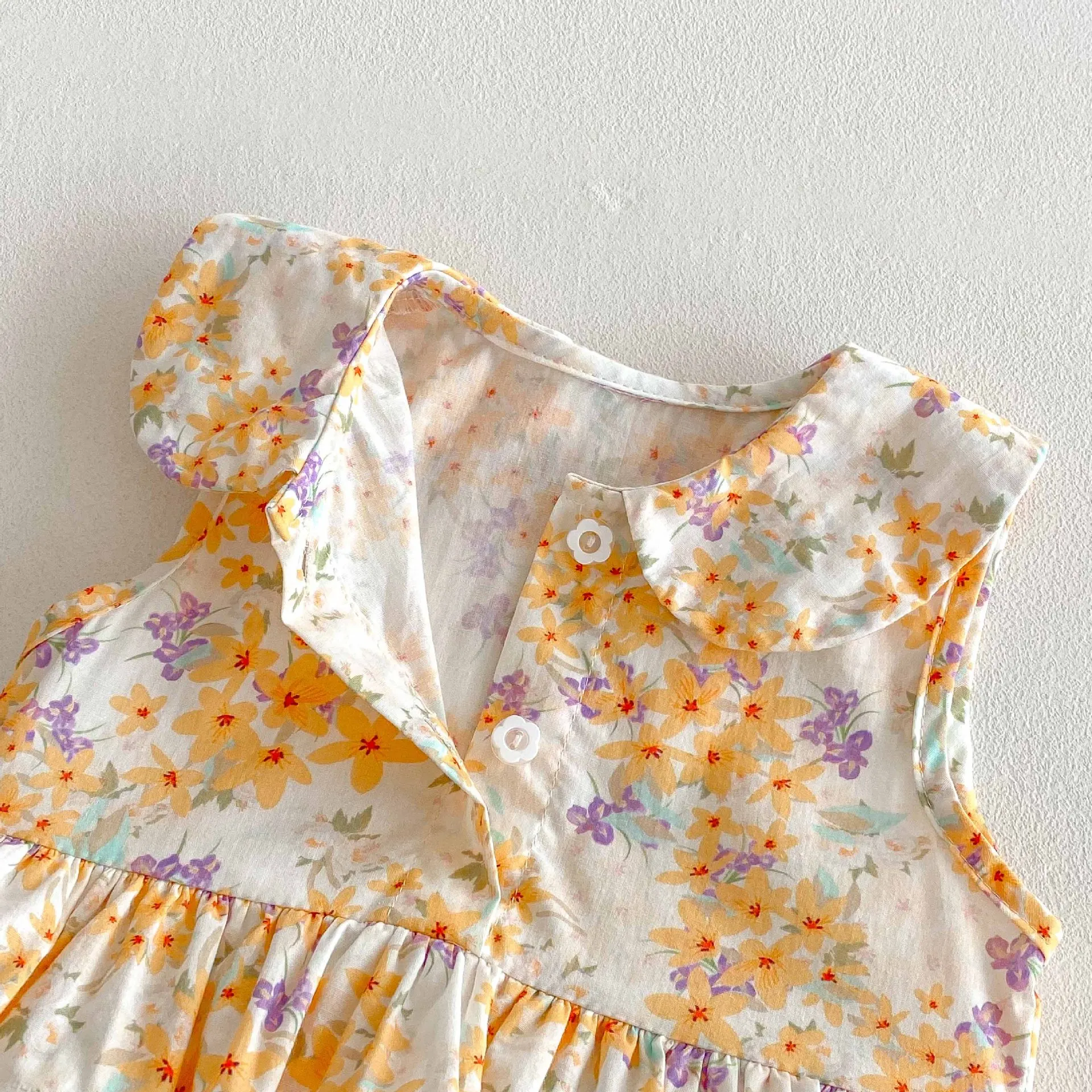 Neues Sommerkleid für Babymädchen mit Neckholder-Oberteil - Frisches und Leichtes Ärmelloses Prinzessinnen-Wickelkleid – Detail 5