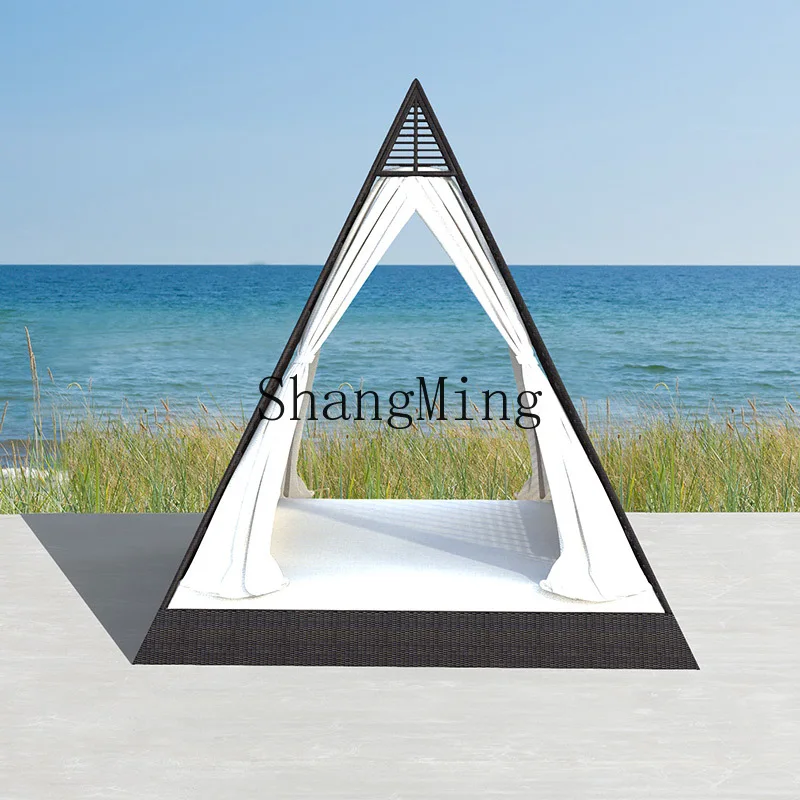 

CL Outdoor Lounging Outdoor Courtyard Rattan Creative Round Bed Villa Leisure Beach Sofa Vacation Pool Lounger