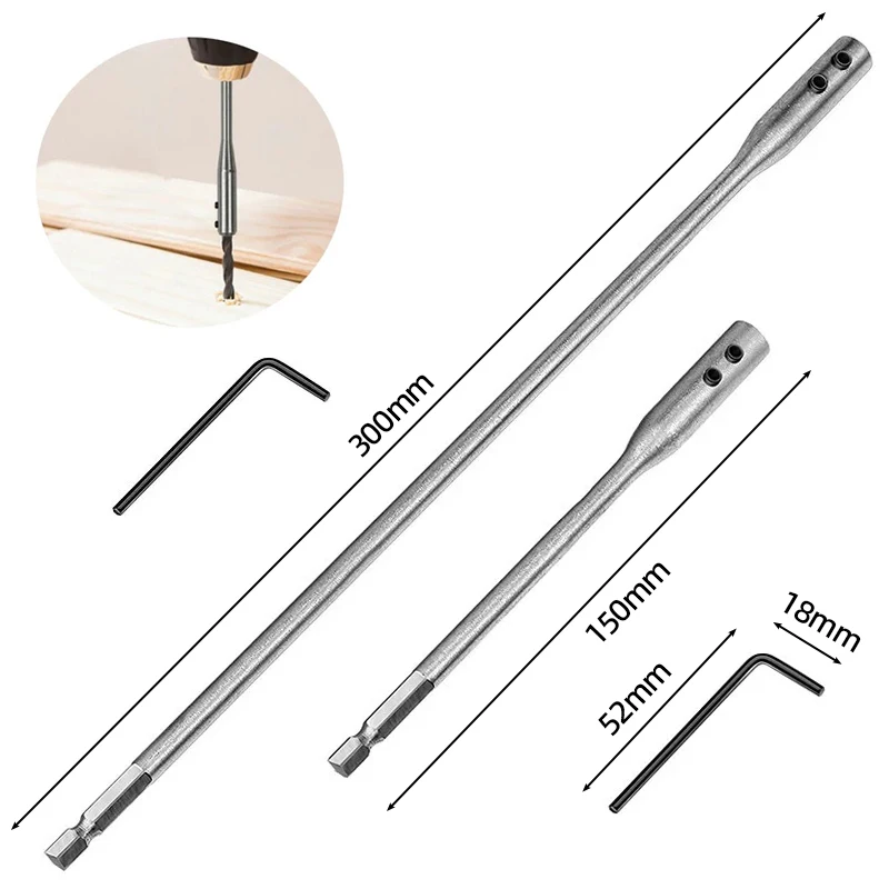 Drill Bit Extension Connecting Rod 150/300mm 1/4” Hex Shank Screwdriver Bit Holder Extension Bars Extender Electric Drill Tools