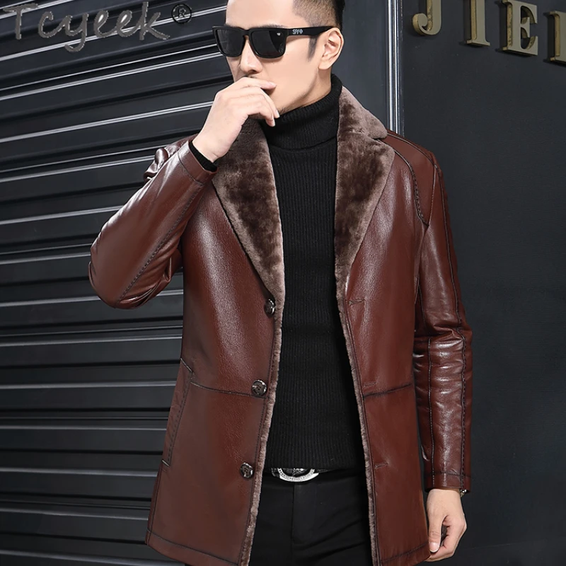 

Tcyeek Winter Mens Natural Fur Jacket 100% Genuine Sheepskin Coat Men Clothes Suit Collar Lamb Wool Warm Coats Chaquetas Hombre