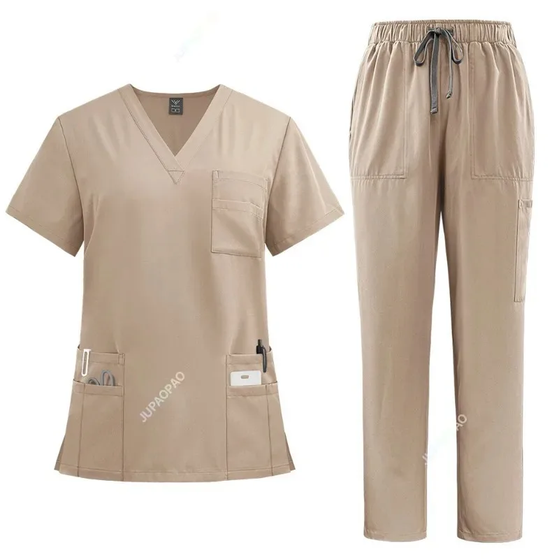 Unisex Uniformes Médicos para Homens e Mulheres, Roupas de Enfermagem, Traje de Beleza, Enfermeira Scrubs Conjuntos, Médico e Dentista Workwear, Tops Clínicos e Calças