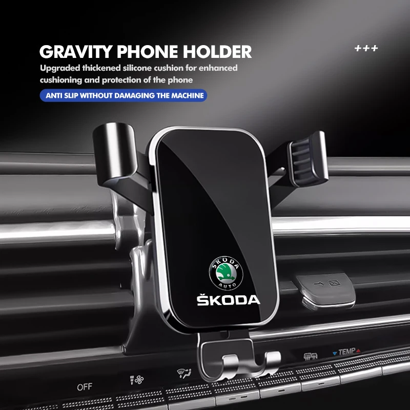 For Skoda Car Phone Gravity Holder Car Air Vent Clip Mount Mobile Phone Holder Kodiaq Fabia Kamiq Karoq Octavia 2 3 Rapid Scala - view 5
