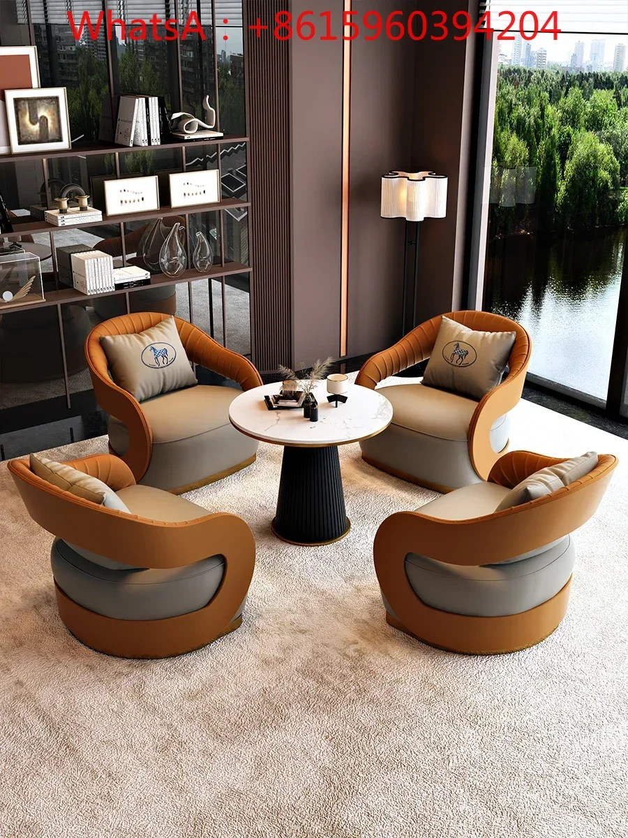 Nordic leather art reception sofa Modern beauty salon Hotel lobby sales office rest area to discuss leisure tables and chairs.