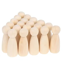 20pcs Wooden Peg Dolls Unpainted Figures Unfinished Wooden Dolls Family Decorative for Kids Painting DIY Arts Crafts Gifts