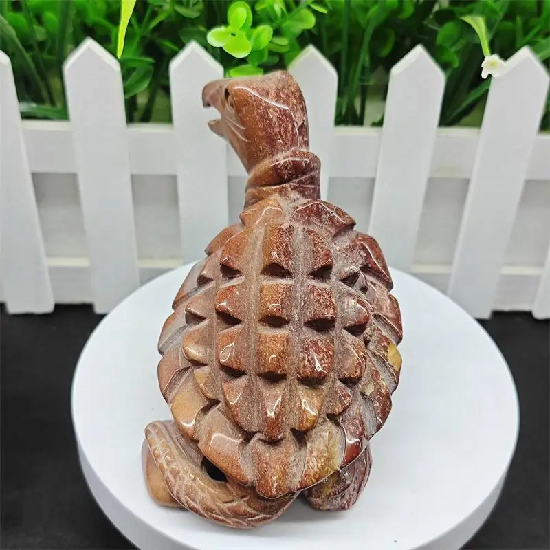 Natural Ocean Jasper Turtle Carving Craft Animal Gift Crafts Feng Shui Home Decoration Stone Statues 1PCS
