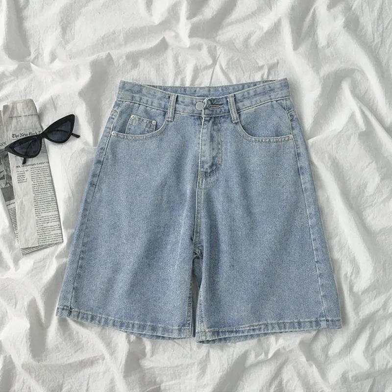 

Short Pant Women Jeans Vintage Knee Length Pants High Waist Straight Trousers Y2k Streetwear Elegant Work Casual 2026 summer