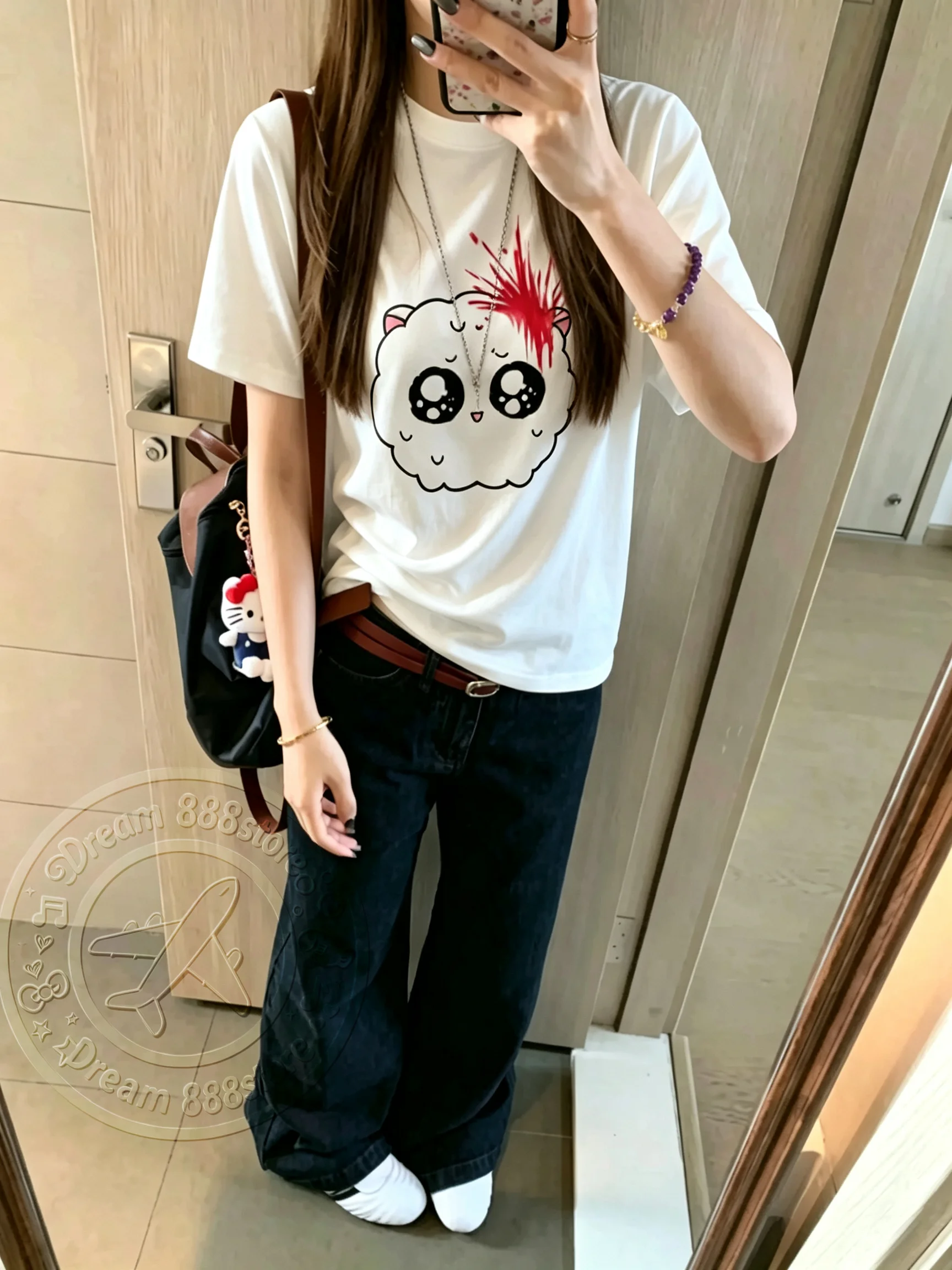 Cute Cartoon Sheep Graphic T‑Shirt Kawaii Funny Lamb Print Oversized Short Sleeve Casual Harajuku Streetwear Tee Tops For Women