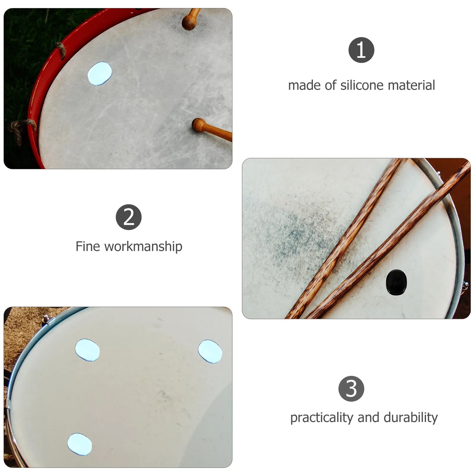 

24 Pcs Mute Pad Drum Kit Silicone Muffler Snare Pads Practice for Drummers Dampener Percussion Accessories Sound Dampening
