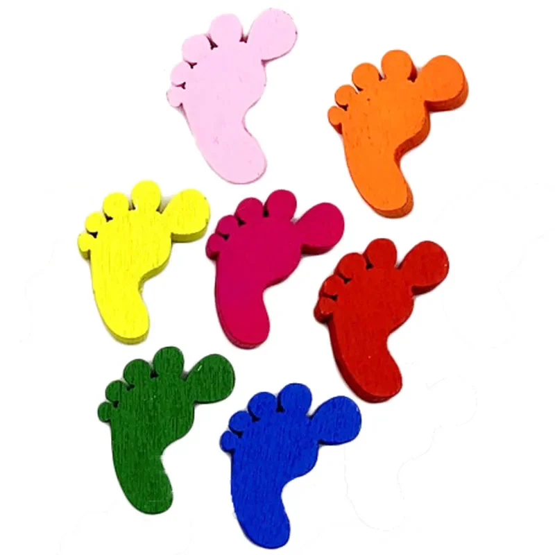 

50PCS Mixed Foot Button Decor Wooden Buttons Sewing Button for Kid's Clothing Scrapbooking DIY Craft New Year Decor