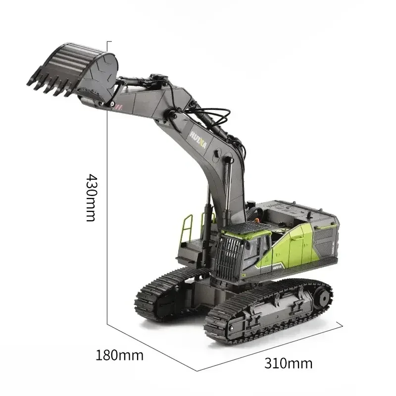 Huina 1593 1/14 RC 굴삭기 트럭 합금 트랙터 로더, 2.4G 무선 제어 엔지니어링 자동차 드릴 그래버 트럭 장난감 모델