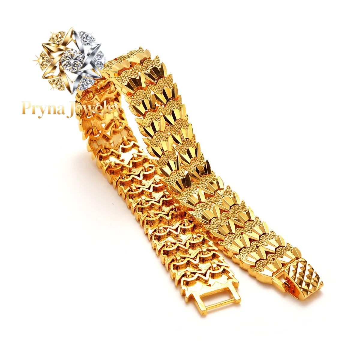 

Pryna Jewelry 24K Gold Men's Tank Watch Band AU999 - Premium, durable tank structure, fits multi-brand watches