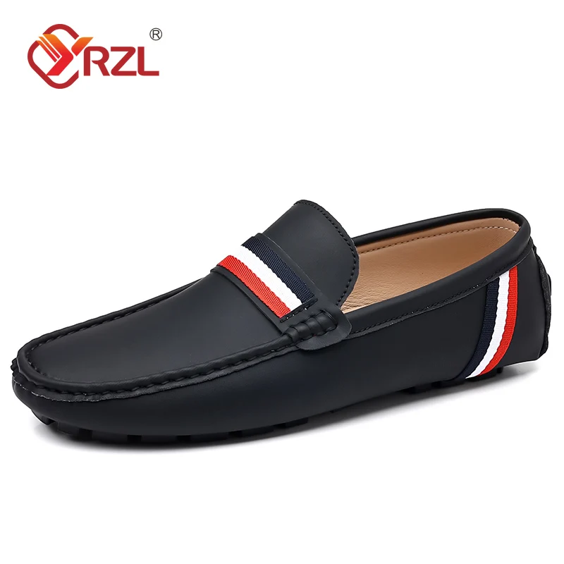 YRZL Loafers Men Shoes Slip on Moccasins Mens Breathable Black Brown Casual Shoes Luxury Brand Loafers Driving Shoes for Men