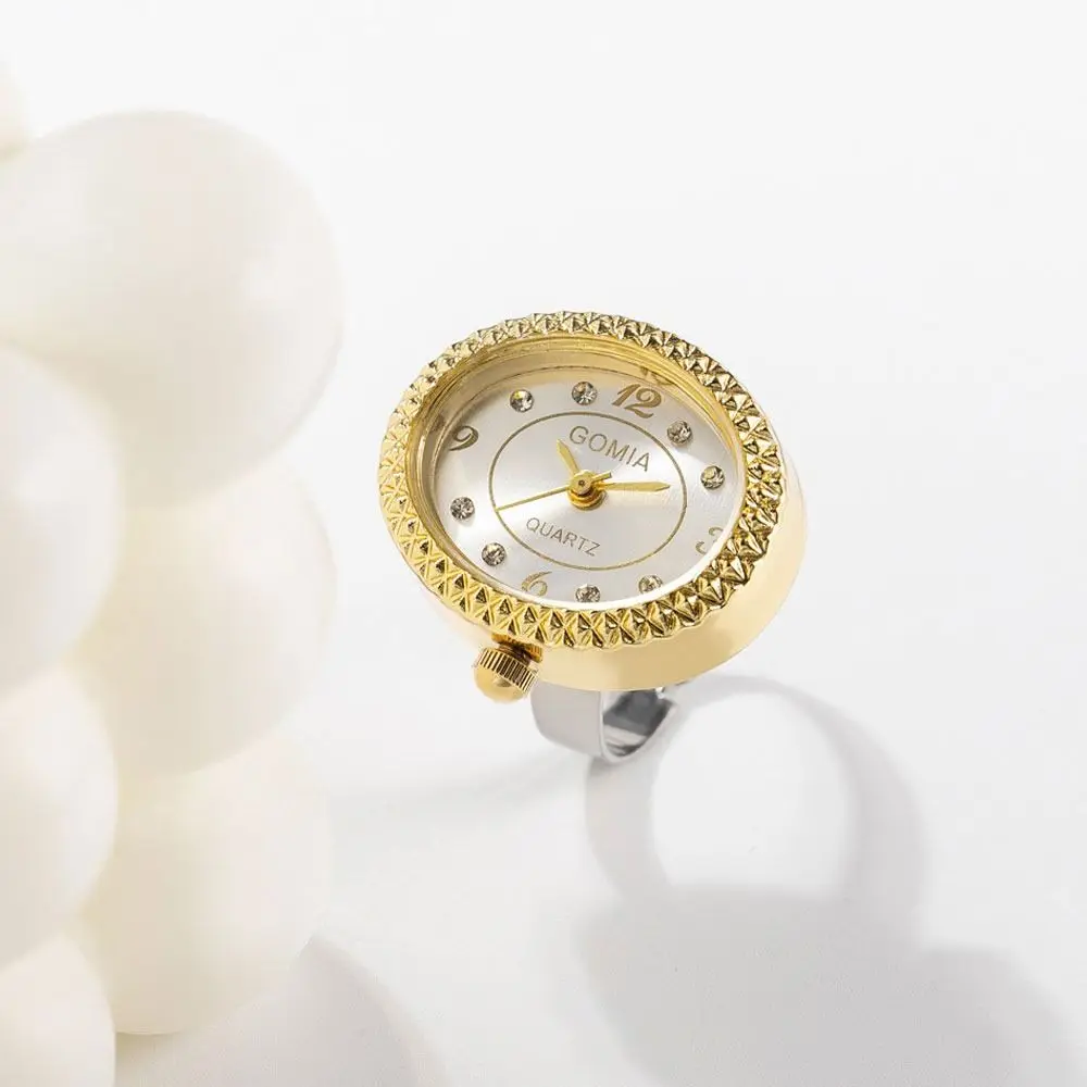 합금 디지털 커플 시계 반지, 레트로 쿼츠 탄성 반지, 보석 선물, 라운드 쿼츠 손가락 반지, 여성 패션