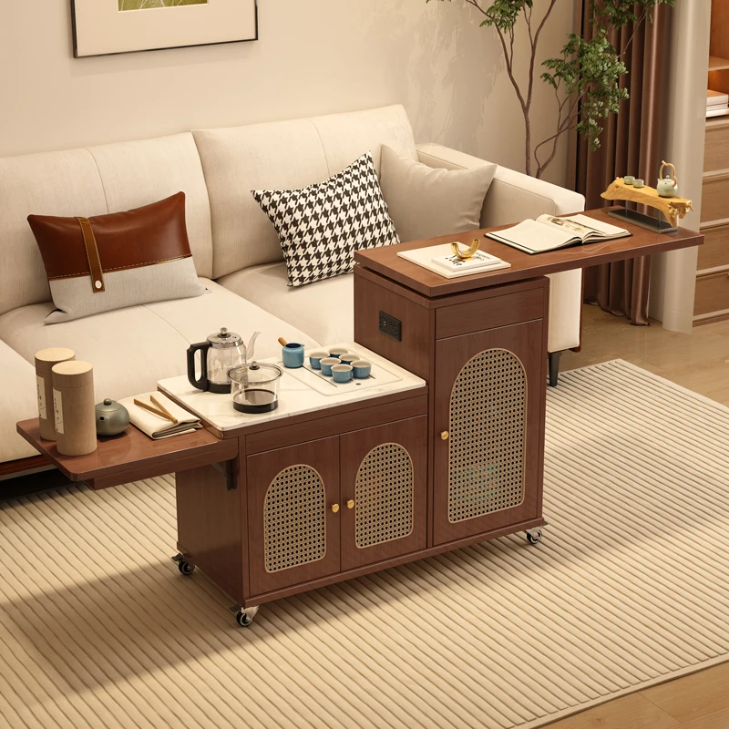 Simple mobile coffee table coffee table cart folding solid wood coffee table small apartment multi-functional living room sofa d