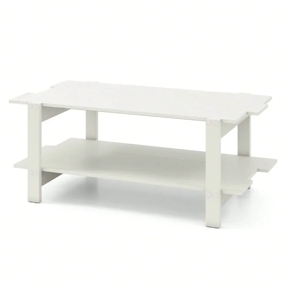 

2Tier Coffee Table Irregular Center Table With Open Storage Shelf Cocktail Table