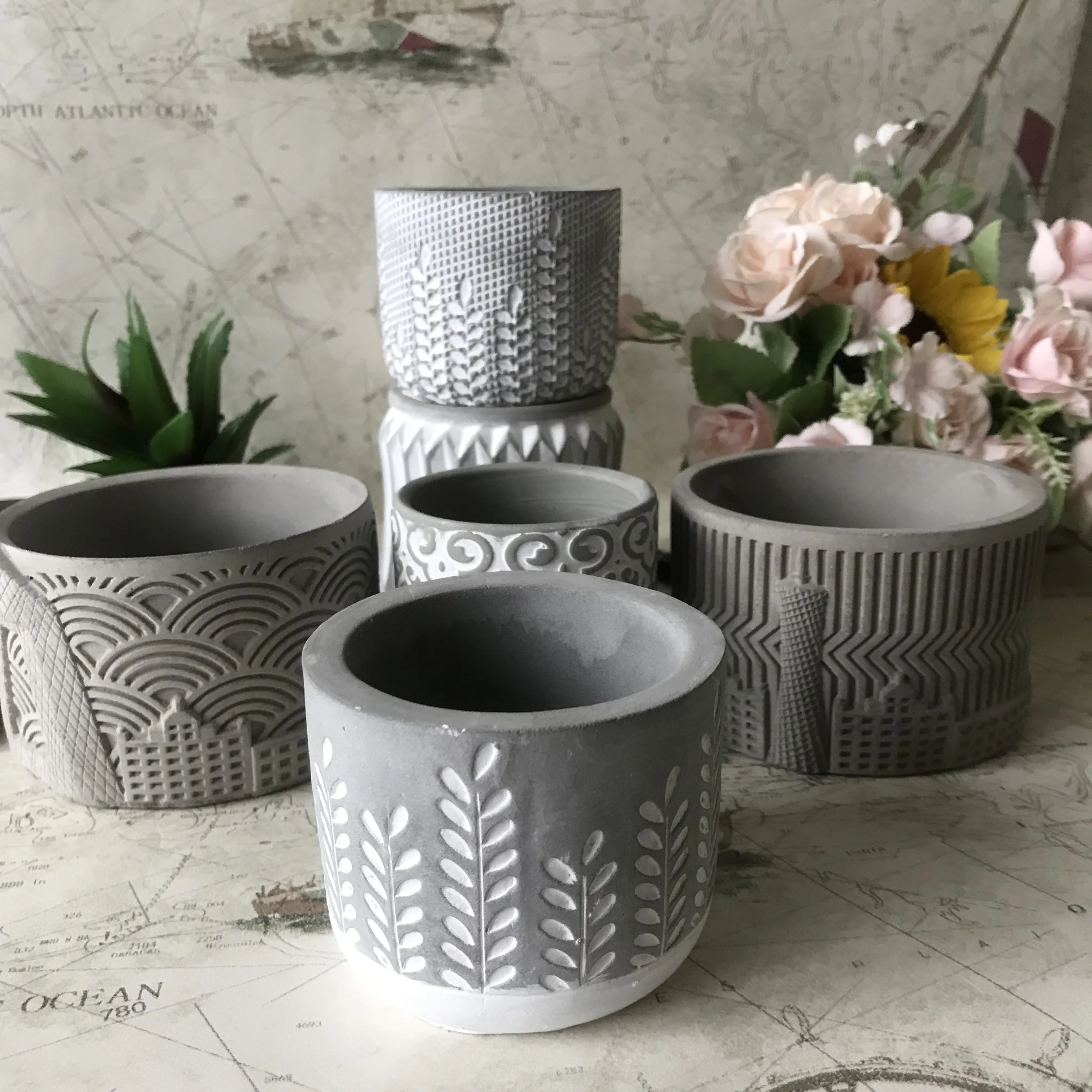 Handmade Cement Silicone Pot Molds Garden Decorating Concrete Vase Planter Mould DIY Plaster Clay Craft Maker Tools