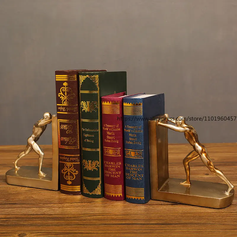 European-Style Creative Bookend Book Support Stand Resin Decorative Piece Desk Organizer for Books and Magazines