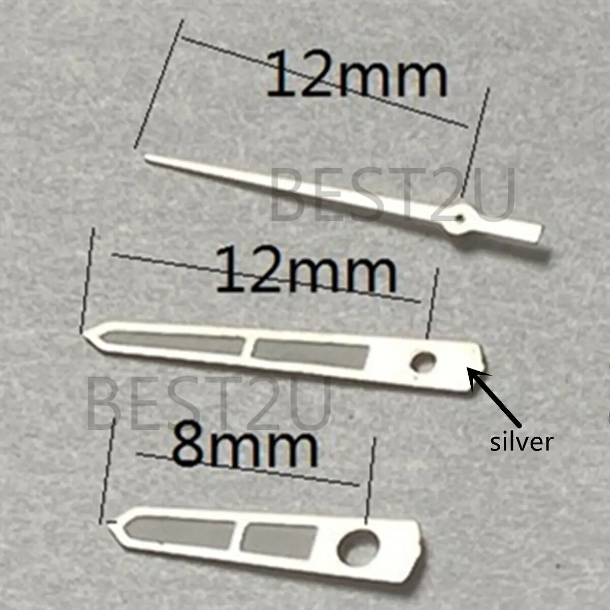 Arrow Shape Silver Trim Watch Hands