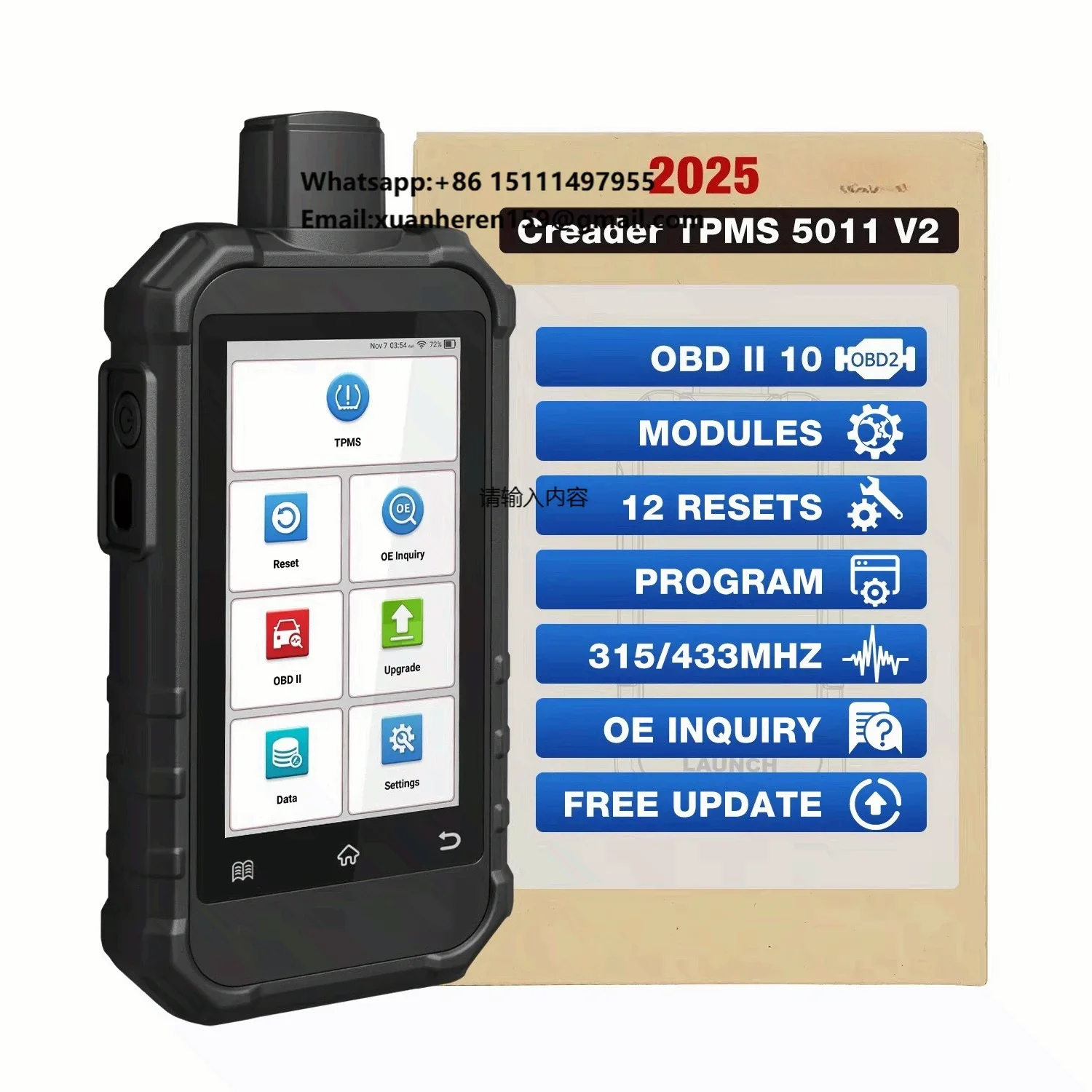 

2026 LANCH CRT5011 V2 Creader TPMS Tire Pressure Monitoring Sensor Upgrade Version of CRT5011E