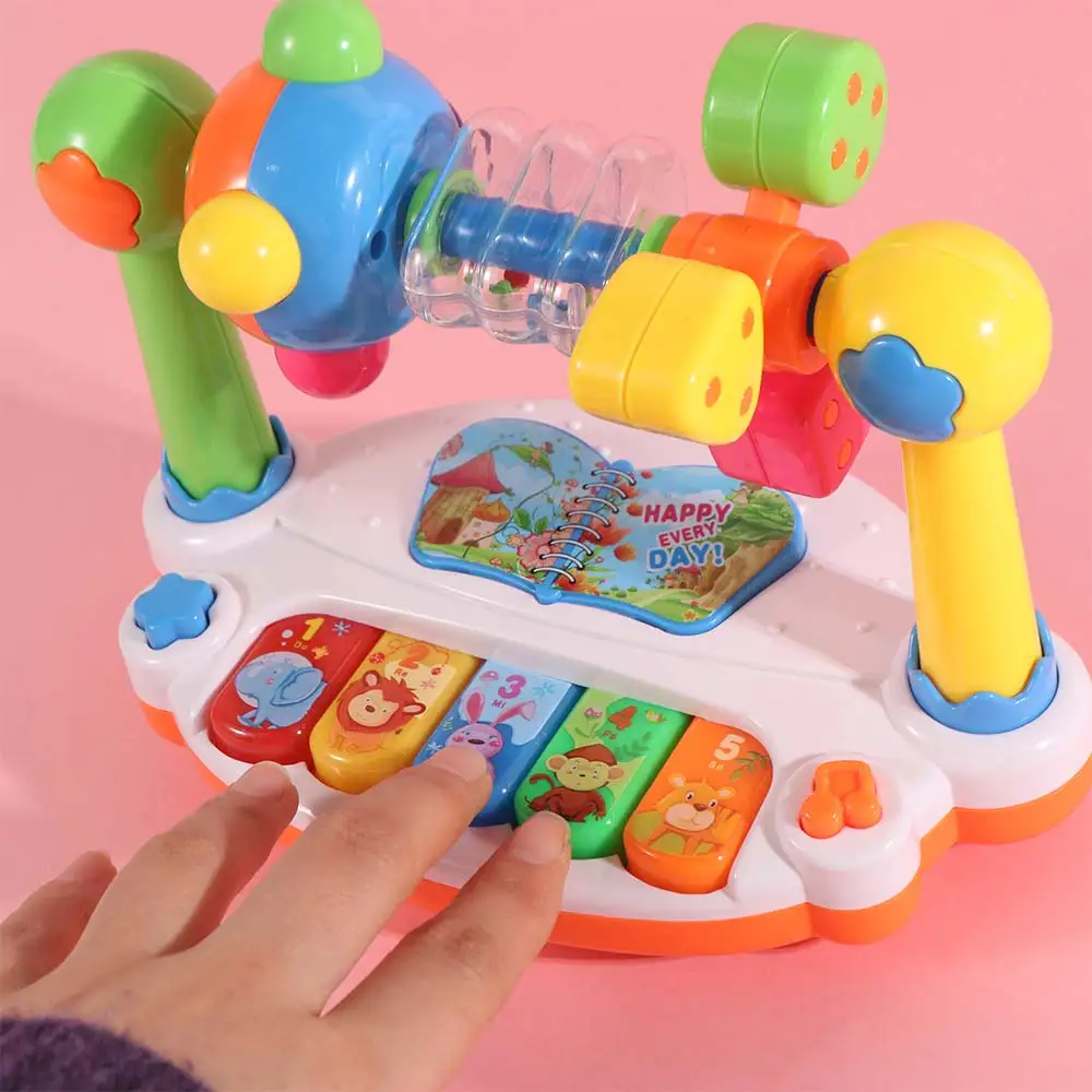 Pädagogische Musik, Licht, Ton, Baby-Klavier, rotierender Tierdruck, Baby-Musiktastatur, frühe pädagogische, interaktive Baby-Musical