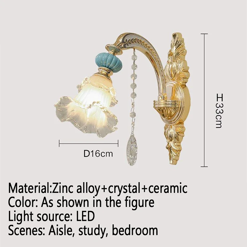 ABEL-Applique Murale de Luxe en Clip Européen, Luminaire Décoratif d'Nik, Idéal pour un Salon, une Chambre à Coucher, un Couloir, une Villa ou un Hôtel