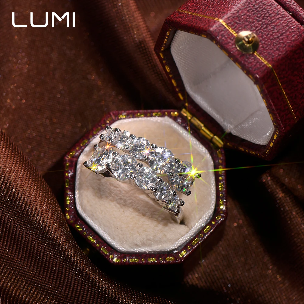 2025 Symmetrical 5 Star Moissanite S925 Silver Ring for Party Anniversary Birthday Present Engagement Jewelry Lab Diamond