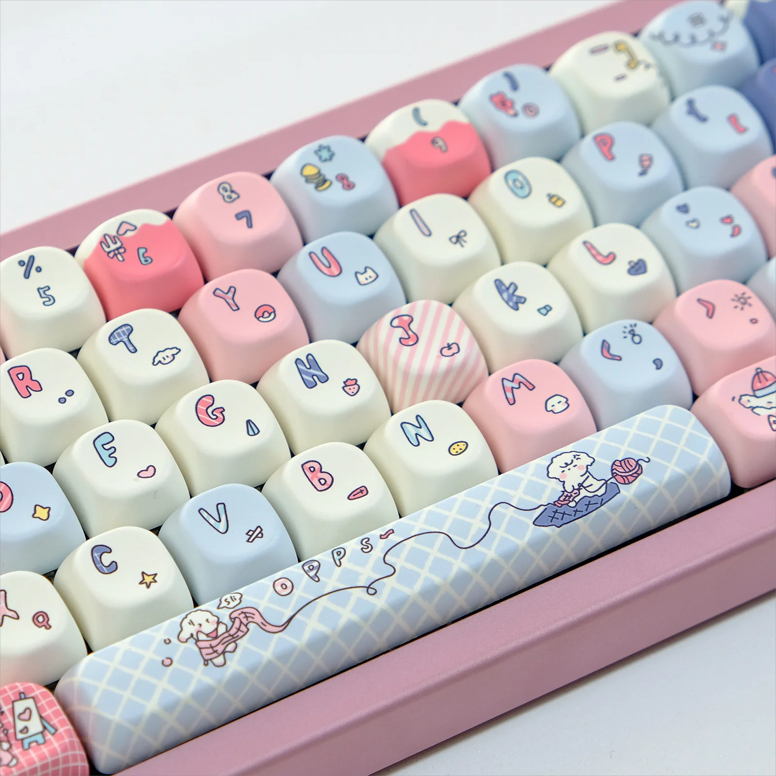 First Love Recovery Milk Theme Keycaps QX3 Rounded Ball Cap/Original Height Keycaps for HI75 61 84 96 98 99 104 F87