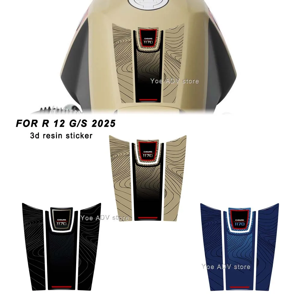 ل R 12 G/S R12GS R 12 GS 2025 طبعة محدودة دراجة نارية ثلاثية الأبعاد الراتنج ملصق عدة خزان الوقود وسادة واقية جديد ديكور مائي
